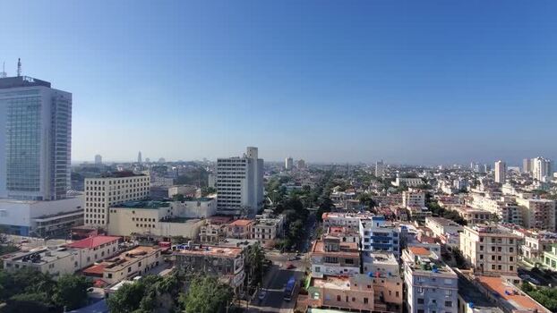 Aerial view of Vedado district in Havana Cuba.