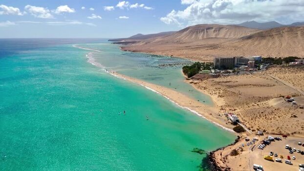 Aerial view of Playa del Matorral beach and dunes Spain. Aerial view of Playa del Matorral beach and dunes Spain.
