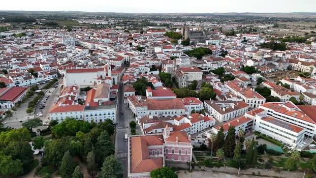 Aerial view of the historic city of Evora Portugal. Aerial view of the historic city of Evora Portugal.