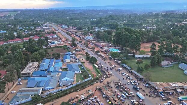 Aerial view of Kiminini Market in Kenya.