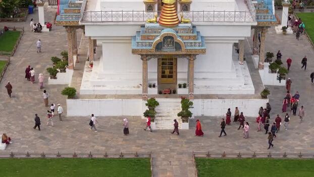 Aerial view of Memorial Chorten Stupa Bhutan.
