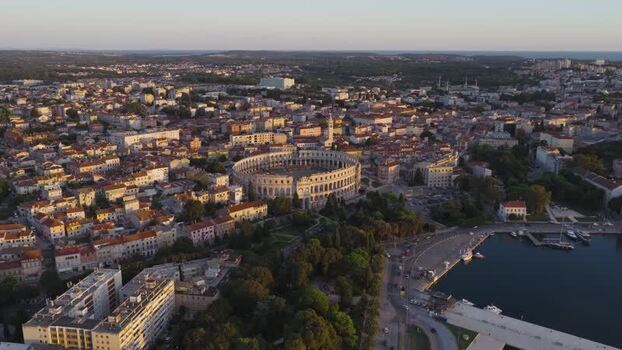 Aerial view of Pula Arena and the historic city center Croatia. Aerial view of Pula Arena and the historic city center Croatia.