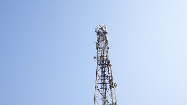 Aerial view of a telecommunications tower in Rajshahi Bangladesh.