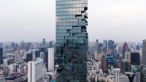 Aerial view of King Power Mahanakhon and Bangkok skyline Thailand. Aerial view of King Power Mahanakhon and Bangkok skyline Thailand.