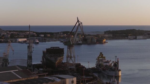 Aerial view of Uljanik Shipyard in Pula Croatia. Aerial view of Uljanik Shipyard in Pula Croatia.