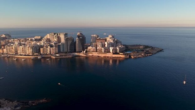 Aerial view of modern buildings and coastline in Sliema Malta. Aerial view of modern buildings and coastline in Sliema Malta.