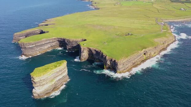 Aerial view of Dun Briste Sea Stack in Ballycastle Ireland. Aerial view of Dun Briste Sea Stack in Ballycastle Ireland.