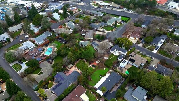 Aerial view of residential neighborhood in San Francisco United States.