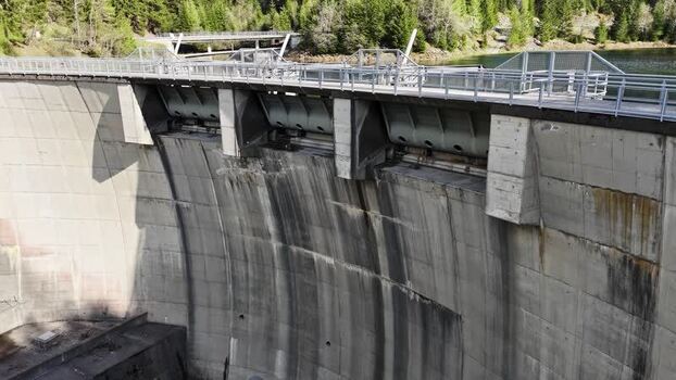 Aerial view of Kraftwerk Bodendorf dam Austria. Aerial view of Kraftwerk Bodendorf dam Austria.