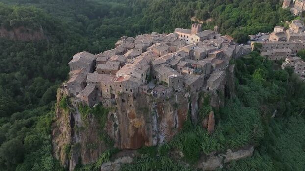 Aerial view of the historic village of Calcata Italy. Aerial view of the historic village of Calcata Italy.