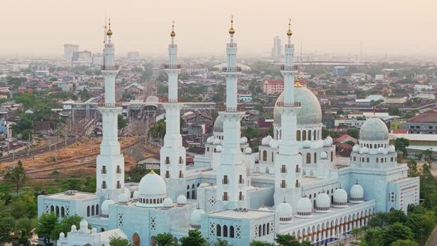 Aerial view of Sheikh Zayed Grand Mosque in Surakarta Indonesia. Aerial view of Sheikh Zayed Grand Mosque in Surakarta Indonesia.