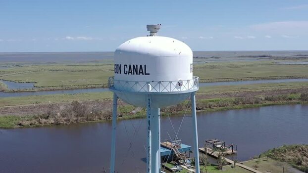 Aerial view of Robinson Canal water tower United States.