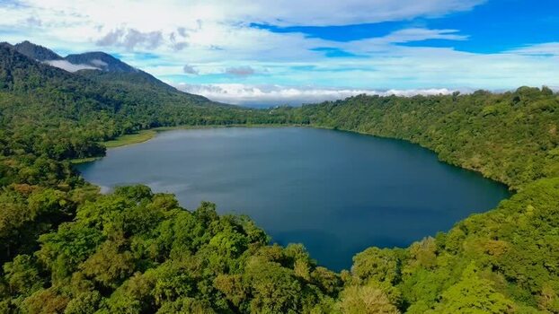 Aerial view of Lake Tamblingan in Banjar Indonesia.