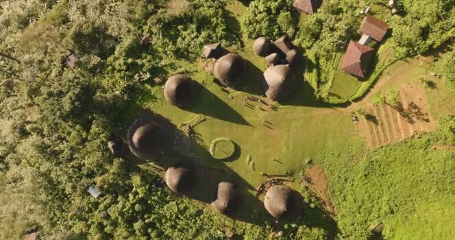 Aerial view of Waerebo Village in Satar Mese Barat Indonesia.