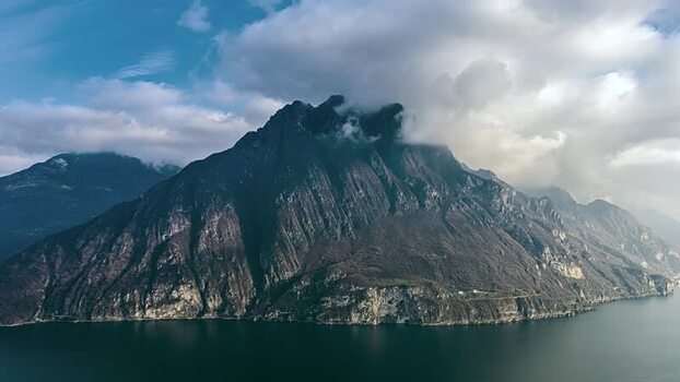 Aerial view of Lake Como and surrounding mountains Italy.