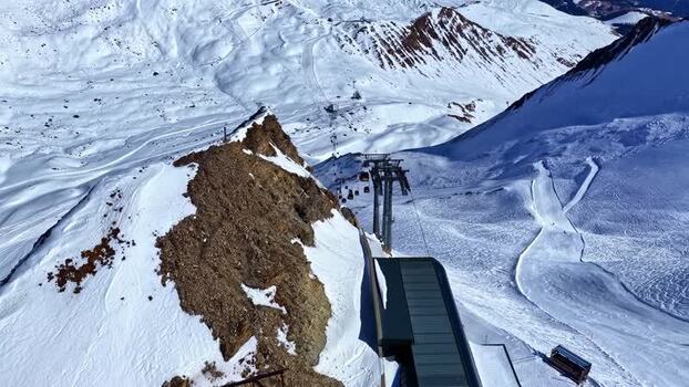 Aerial view of Nauders ski resort in the Alps Austria.