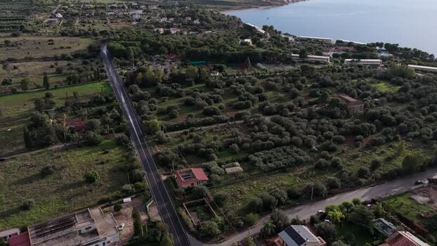 Aerial view of the coastal landscape in Terrasini Italy.