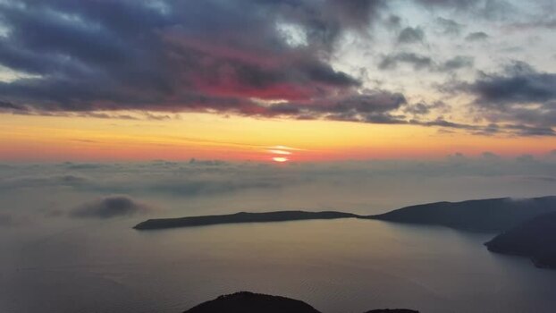 Aerial view of sunset over the Adriatic Sea Montenegro. Aerial view of sunset over the Adriatic Sea Montenegro.