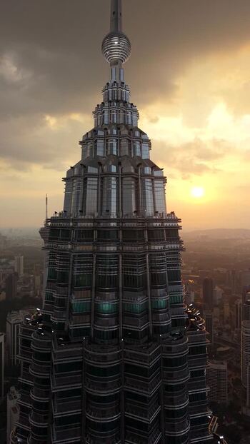 Aerial view of Petronas Tower Malaysia.