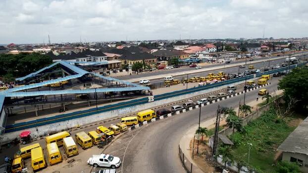Aerial view of Ojodu Berger bus terminal in Lagos Nigeria. Aerial view of Ojodu Berger bus terminal in Lagos Nigeria.