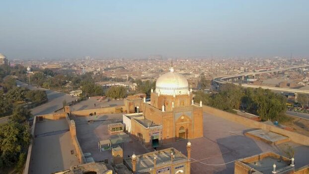 Aerial view of Shrine of Bahauddin Zakariya Pakistan.