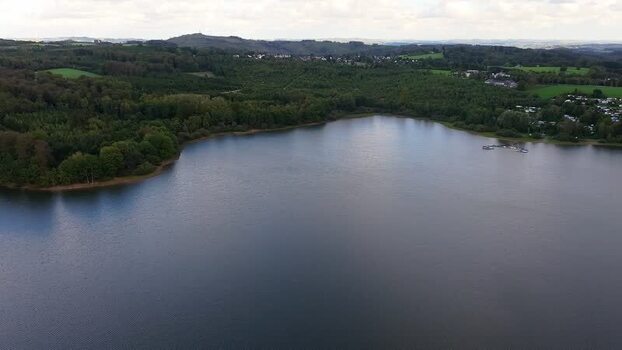 Aerial view of Brucher Talsperre reservoir in Marienheide Germany.