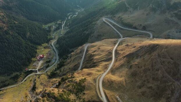 Aerial view of Transfagarasan mountain road in Romania. Aerial view of Transfagarasan mountain road in Romania.