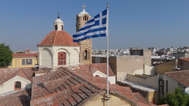 Aerial view of a historic church in Nicosia Cyprus.