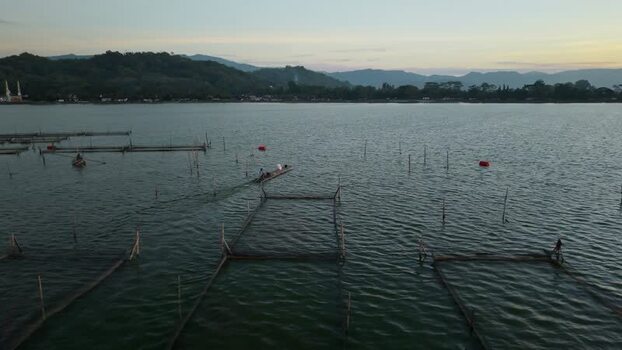 Aerial view of Rowo Jombor Klaten lake Indonesia. Aerial view of Rowo Jombor Klaten lake Indonesia.