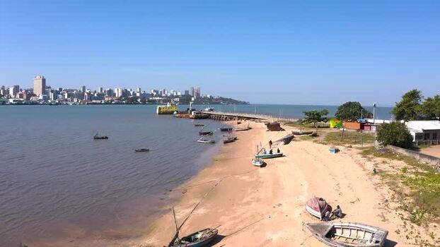 Aerial view of boats at Maputo bay Mozambique.