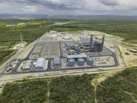 Aerial view of Manzanillo Power Land facility with industrial structures storage tanks and electrical grid in Pepillo Salcedo Monte Cristi Province Dominican Republic. Aerial view of Manzanillo Power Land facility with industrial structures storage tanks and electrical grid in Pepillo Salcedo Monte Cristi Province Dominican Republic.