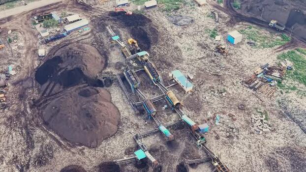 Aerial view of waste recycling processing unit India. Aerial view of waste recycling processing unit India.
