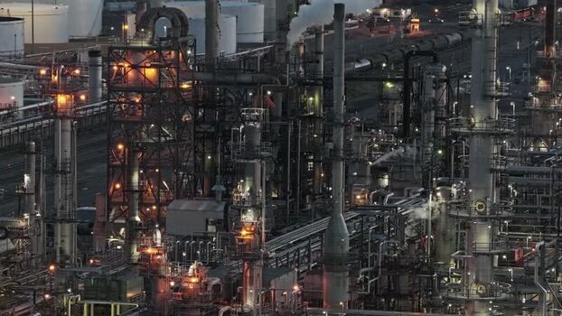 Aerial view of Suncor Energy refinery in Commerce City United States.