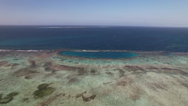 Aerial view of Los Roques archipelago reefs Venezuela.