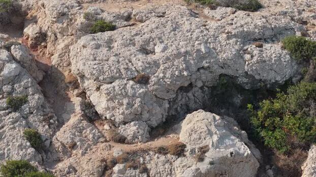Aerial view of rocky limestone terrain in Nicosia Cyprus.