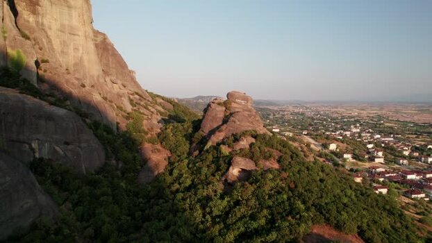 Aerial view of Meteora rock formations near Trikala Greece. Aerial view of Meteora rock formations near Trikala Greece.