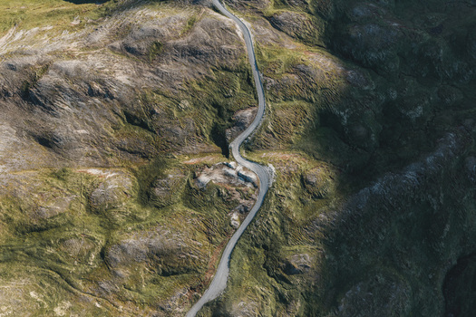 Winding Road Through the Rugged Landscape of Unalaska Alaska