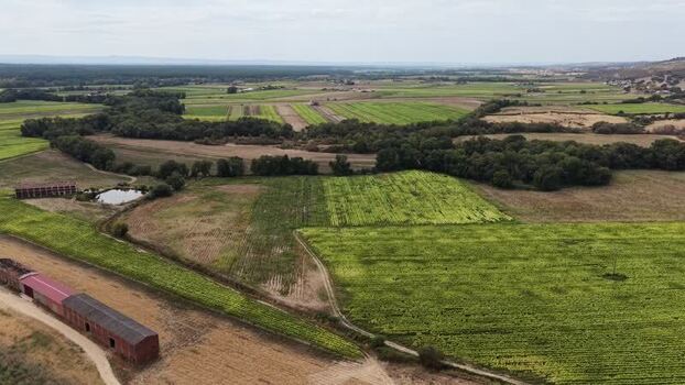 Aerial view of agricultural fields in Talayuela Spain. Aerial view of agricultural fields in Talayuela Spain.