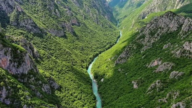 Aerial view of Tara River Canyon Montenegro.