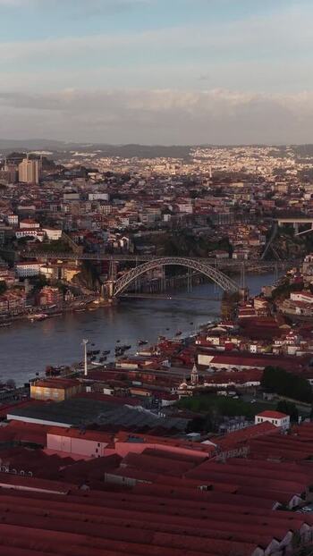 Aerial view of Dom Lu&iacute;s I Bridge Portugal.