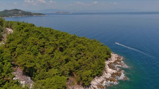 Aerial view of the coastline of Thasos Greece. Aerial view of the coastline of Thasos Greece.