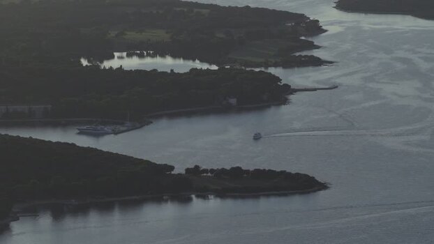 Aerial view of Brijuni National Park coastline Croatia.