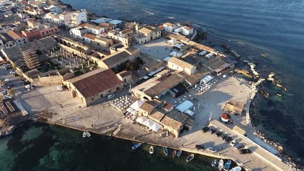 Aerial view of the historic fishing village of Marzamemi Italy. Aerial view of the historic fishing village of Marzamemi Italy.