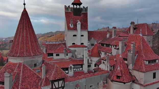 Aerial view of Bran Castle in the Carpathian Mountains Romania. Aerial view of Bran Castle in the Carpathian Mountains Romania.