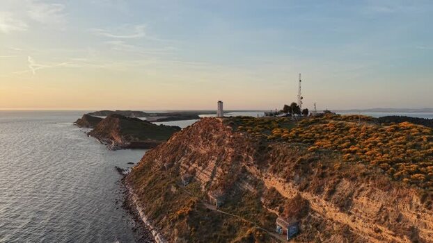 Aerial view of the lighthouse on Zvernec peninsula Albania. Aerial view of the lighthouse on Zvernec peninsula Albania.