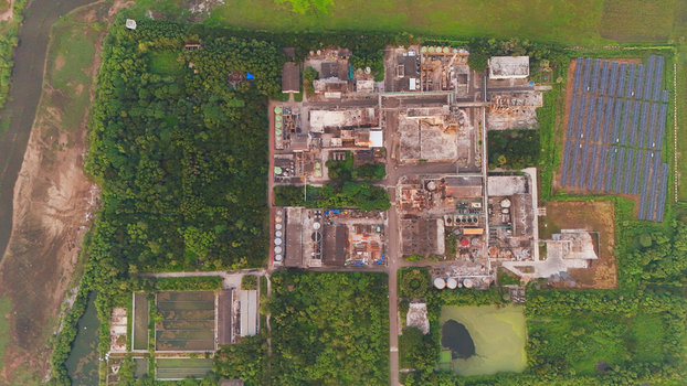 Aerial view of an industrial facility in Olpad Gujarat India. Aerial view of an industrial facility in Olpad Gujarat India.