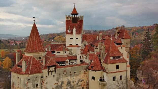 Aerial view of Bran Castle in Romania. Aerial view of Bran Castle in Romania.