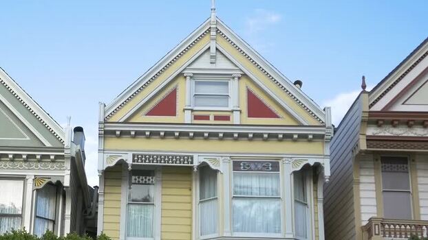 Aerial view of a Victorian house in San Francisco United States. Aerial view of a Victorian house in San Francisco United States.