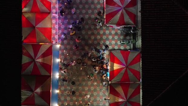 Aerial view of GOR Gelarsena Klaten Night Market Indonesia.