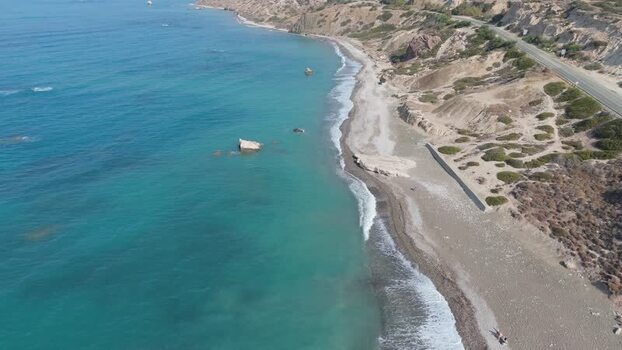 Aerial view of the Mediterranean coastline in Cyprus.